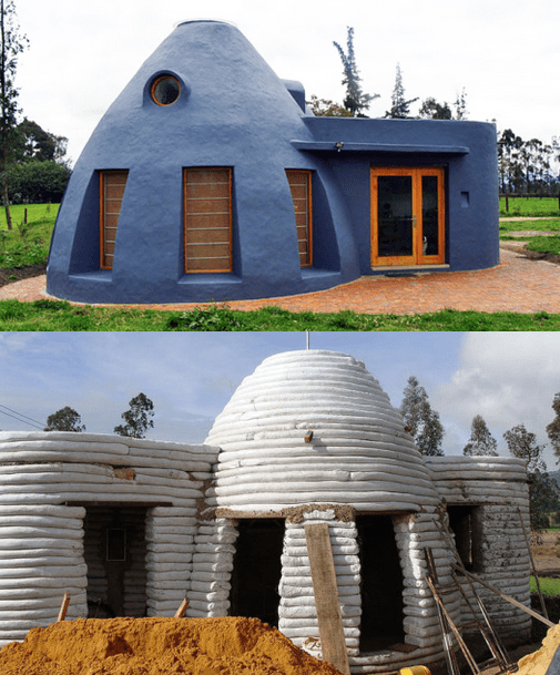 The earth-bag house takes 6 weeks to build and costs $5000 to make. It is healthy and environmental friendly to live. Once painted, the earthbag structure appears like a modern home, providing a sustainable solution for housing that can be customized with sleek interior! ;)
